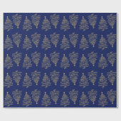 Papier Cadeau Élégant sapin de Noël Sparkle Gold Navy Bleu (Plat)
