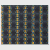 Papier Cadeau Élégant Sapphire et Mariage Floral Or (Plat)