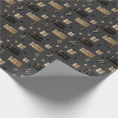 Papier Cadeau Elégant Scandi Noël Or & Black Wrapper (Coin)