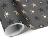 Papier Cadeau Elégant Scandi Noël Or & Black Wrapper Wr (Coin rond)