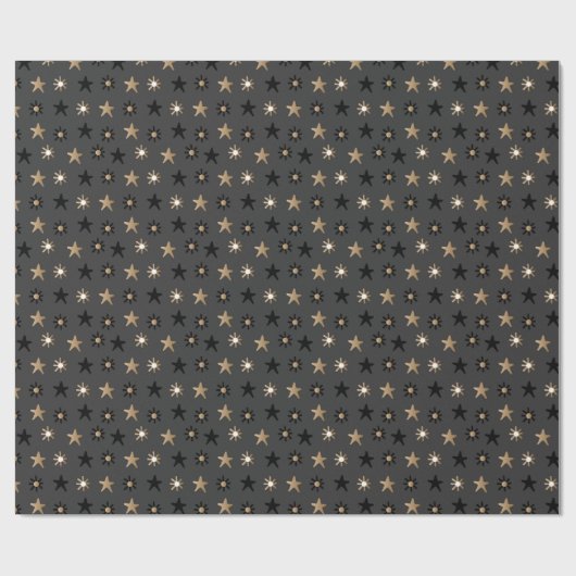 Papier Cadeau Elégant Scandi Noël Or & Black Wrapper Wr (Plat)