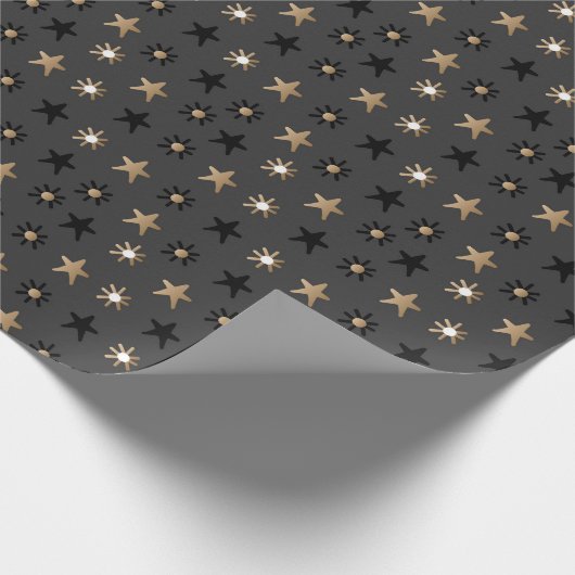 Papier Cadeau Elégant Scandi Noël Or & Black Wrapper Wr (Coin)