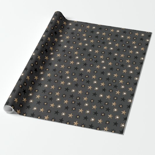 Papier Cadeau Elégant Scandi Noël Or & Black Wrapper Wr (Déroulé)