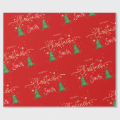 Papier Cadeau Élégant script moderne personnalisé Joyeux Noël (Plat)