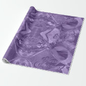 Papier Cadeau Élégant script moderne violet Noël (Déroulé)