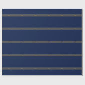 Papier Cadeau Élégant Script Monogram Dark Navy Blue Grey & Gold (Plat)