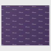 Papier Cadeau Élégant script violet foncé nom personnalisé anniv (Plat)