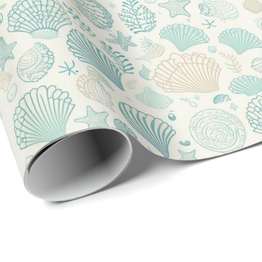 Papier Cadeau Elegant Sea Shell  Wrapping Paper (Coin rond)