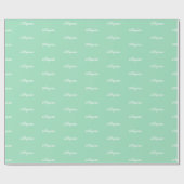 Papier Cadeau Elegant Seafoam vert script personnalisé nom texte (Plat)