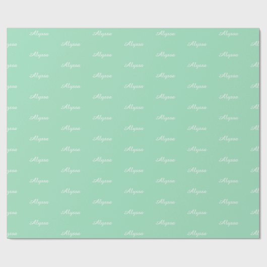 Papier Cadeau Elegant Seafoam vert script personnalisé nom texte (Plat)
