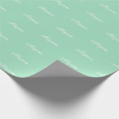 Papier Cadeau Elegant Seafoam vert script personnalisé nom texte (Coin)