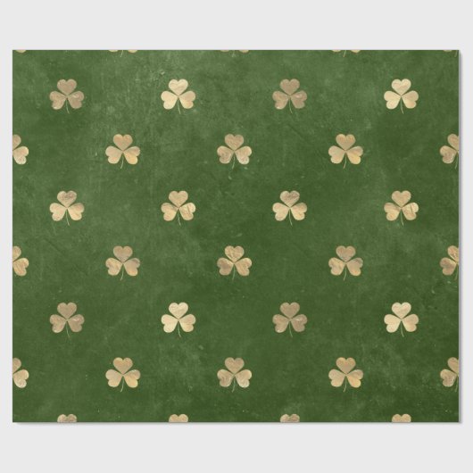 Papier Cadeau Élégant Shamrock d'or vert (Plat)