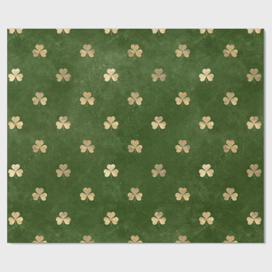 Papier Cadeau Elégant Shamrock vert et or St Patrick's Day (Plat)