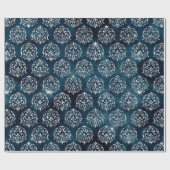 Papier Cadeau Élégant Silver Blue Damask Noël (Plat)