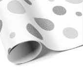 Papier Cadeau Elegant Silver Polka Dots (Coin rond)