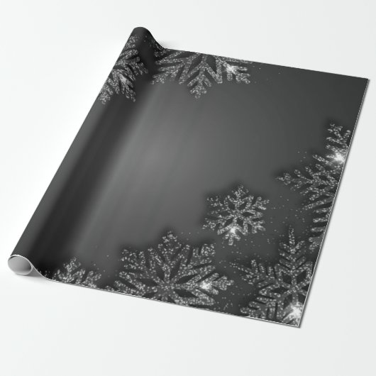 Papier Cadeau Élégant Silver Snowflake Holiday (Déroulé)