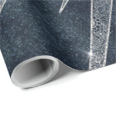 Papier Cadeau Elégant Silver Sun Moon Doodle Mandala Blue Design (Coin rond)