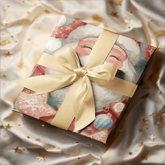 Papier Cadeau Elegant Sleeping Santa Claus Wrapping Paper | Vint
