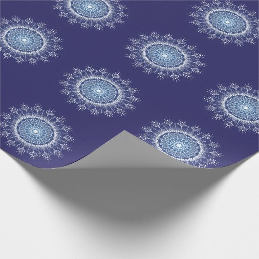 Papier Cadeau Élégant Snowflake Mandala Blue Wrapper Papier (Coin)