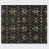 Papier Cadeau Élégant Snowflakes Black & Gold de Noël (Plat)