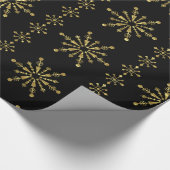 Papier Cadeau Élégant Snowflakes Black & Gold de Noël (Coin)