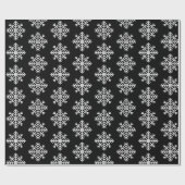 Papier Cadeau Élégant Snowflakes blanc sur Black (Plat)