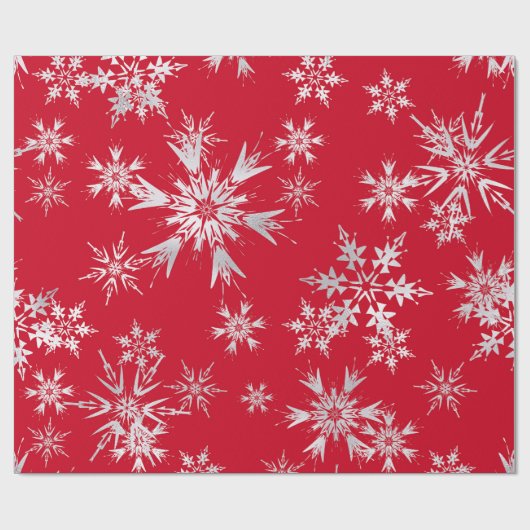 Papier Cadeau Élégant Snowflakes d'hiver | Arrière - plan rouge (Plat)