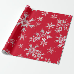 Papier Cadeau Élégant Snowflakes d'hiver   Arrière - plan rouge