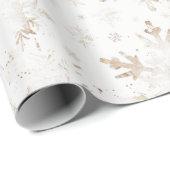 Papier Cadeau Élégant Snowflakes Gold hiver Thème Noël (Coin rond)