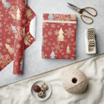 Papier Cadeau Élégant Snowflakes Gold & Silver Christmas Tree<br><div class="desc">Joli motif de Noël en faux argent et or.</div>