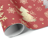Papier Cadeau Élégant Snowflakes Gold & Silver Christmas Tree (Coin rond)