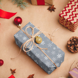 Papier Cadeau Élégant Snowflakes gris Vintage et blanc