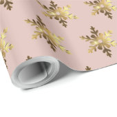Papier Cadeau Élégant Snowflakes Motif Soft Pink Noël (Coin rond)