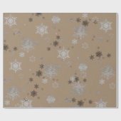 Papier Cadeau Élégant Snowflakes Rustique Kraft (Plat)