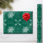 Papier Cadeau Élégant Snowflakes sur Emerald Green