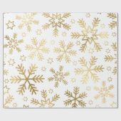 Papier Cadeau Élégant Snowflakes White et Gold Foil Noël (Plat)