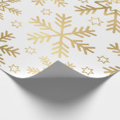 Papier Cadeau Élégant Snowflakes White et Gold Foil Noël (Coin)