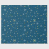 Papier Cadeau Élégant Snowflakes White Gold de Noël (Plat)