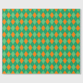 Papier Cadeau Elégant St Patrick's Day Jacquard vert & orange (Plat)