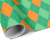 Papier Cadeau Elégant St Patrick's Day Jacquard vert & orange (Coin rond)