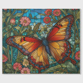 Papier Cadeau Elegant stain glass butterfly garden (Plat)