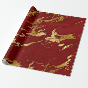 Papier Cadeau Élégant style moderne, doré et marbre rouge