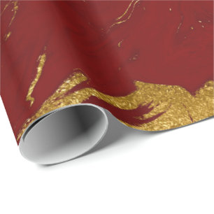 Papier Cadeau Élégant style moderne, doré et marbre rouge