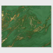Papier Cadeau Élégant style moderne, doré et marbre vert (Plat)