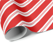 Papier Cadeau Élégant Sucre de canne rouge minimal rayures (Coin rond)