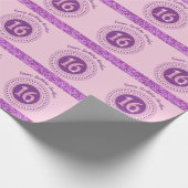 Papier Cadeau Élégant Sweet 16 Anniversaire, Parties scintillant (Coin)
