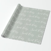 Papier Cadeau Élégant Sweet Baby Sage Vert (Déroulé)