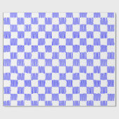Papier Cadeau Elégant tableau en damier à vague bleue (Plat)