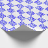 Papier Cadeau Elégant tableau en damier à vague bleue (Coin)