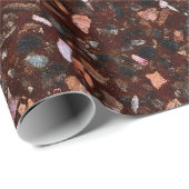 Papier Cadeau Élégant Tan noir Brown de Terrazzo Brown Rétro (Coin rond)